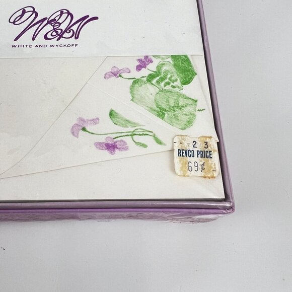 Vintage White & Wyckoff Bouquet Of Violets Stationery Set 1970s - Picture 2 of 6